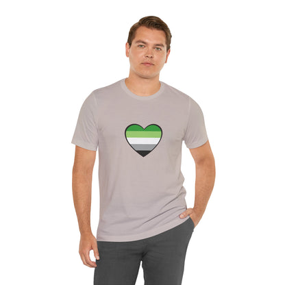 Aromantic Pride Heart T-Shirt – Minimalist Aro Flag LGBTQIA+ Tee