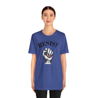 Resist Feminist Power Fist Tee – USA Flag Nails Protest Shirt
