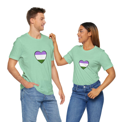 Genderqueer Flag Heart T-Shirt – Unisex LGBTQ+ Graphic Tee