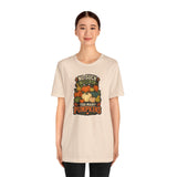 Soft cream crewneck t-shirt with colorful pumpkin graphic and funny fall text front
