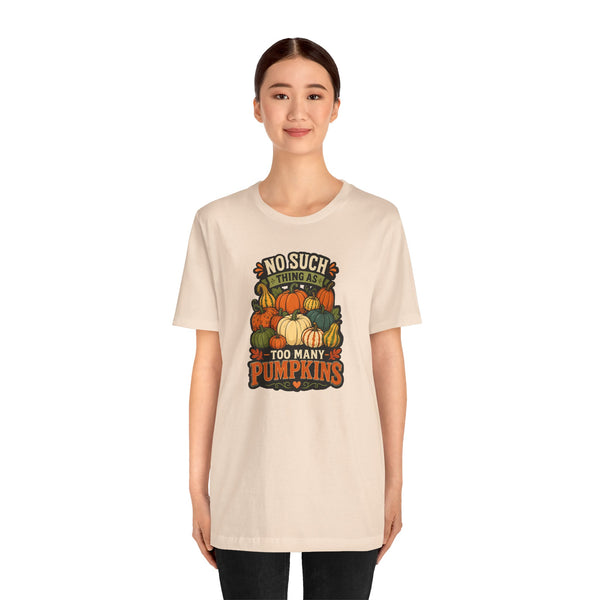Soft cream crewneck t-shirt with colorful pumpkin graphic and funny fall text front