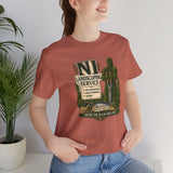 Rust crewneck graphic T-shirt with centered 