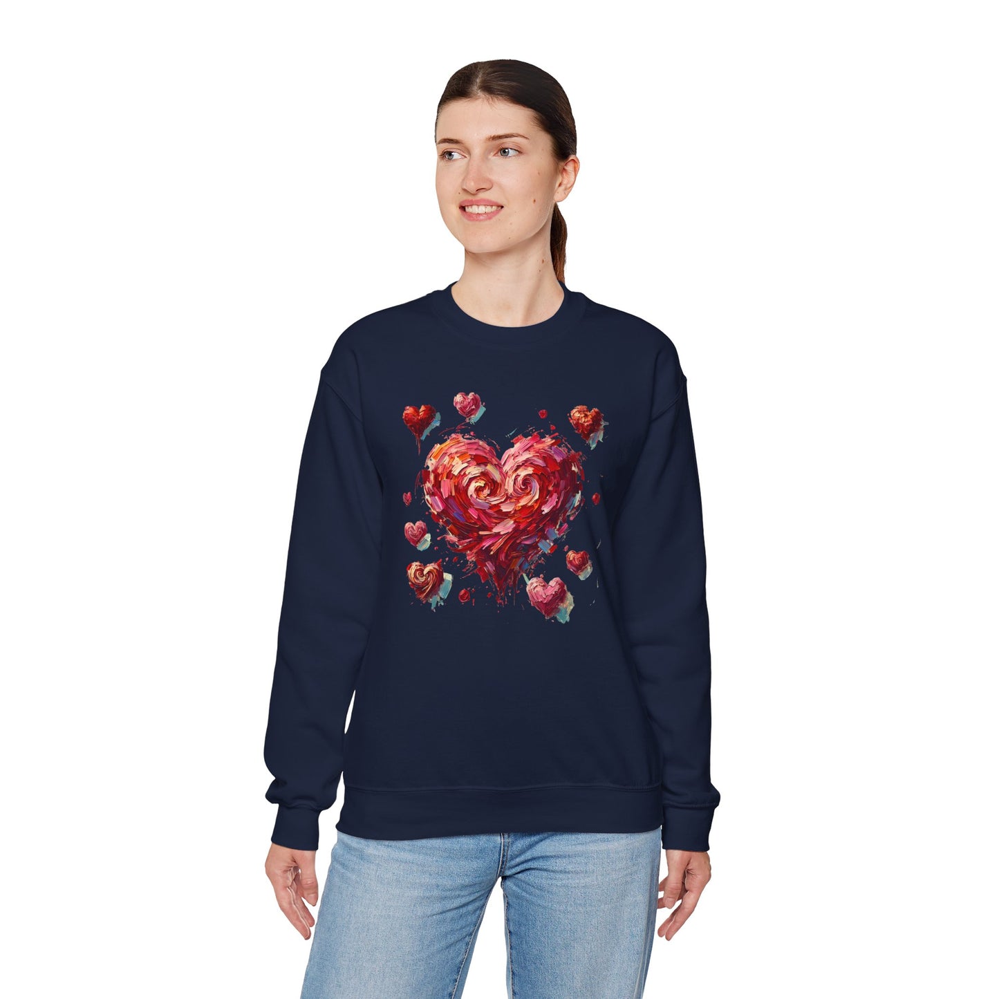 Impressionistic Heart Sweatshirt – Painterly Valentine's Day Art Pullover