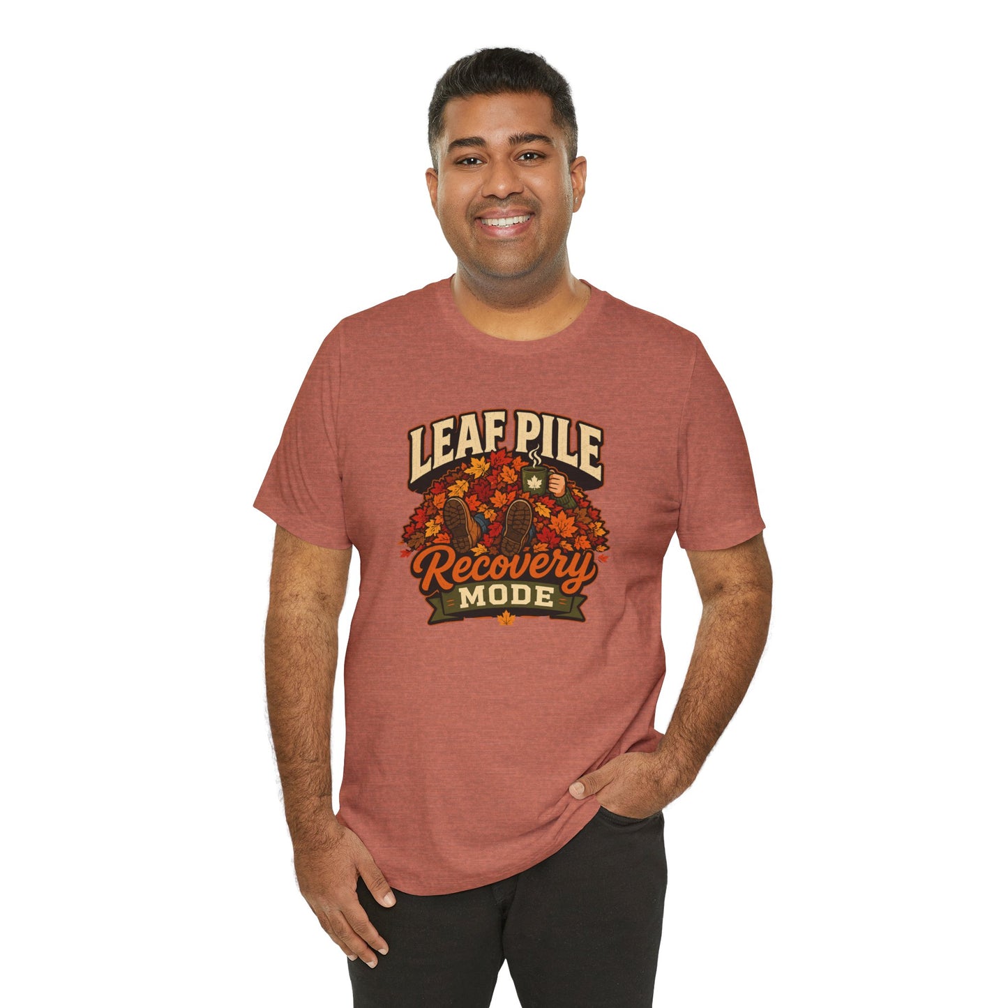 Leaf Pile Recovery Mode T-Shirt – Funny Fall Leaves Tee