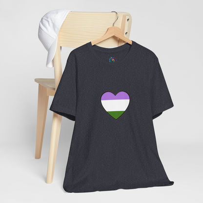 Genderqueer Flag Heart T-Shirt – Unisex LGBTQ+ Graphic Tee