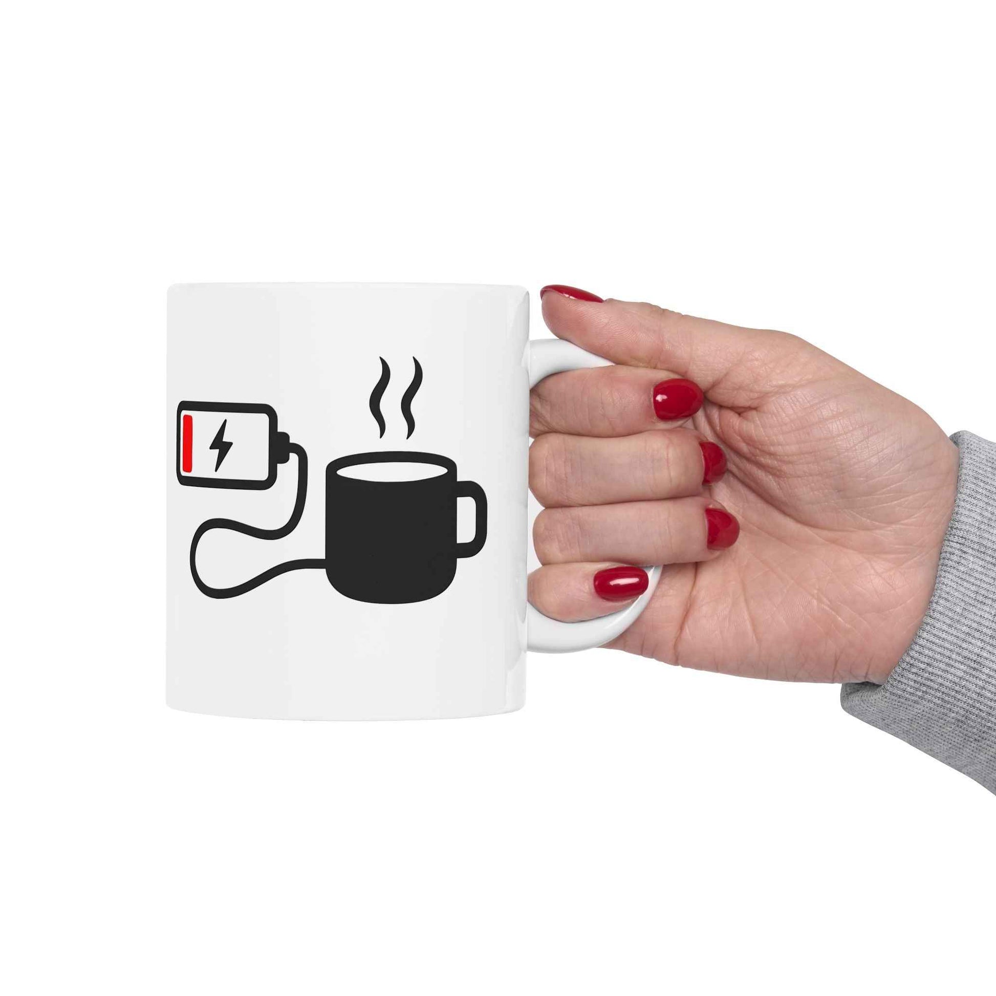 Low Battery Need Coffee Mug – Funny Ceramic Coffee Cup | 11oz & 15oz Sizes | Dishwasher & Microwave Safe