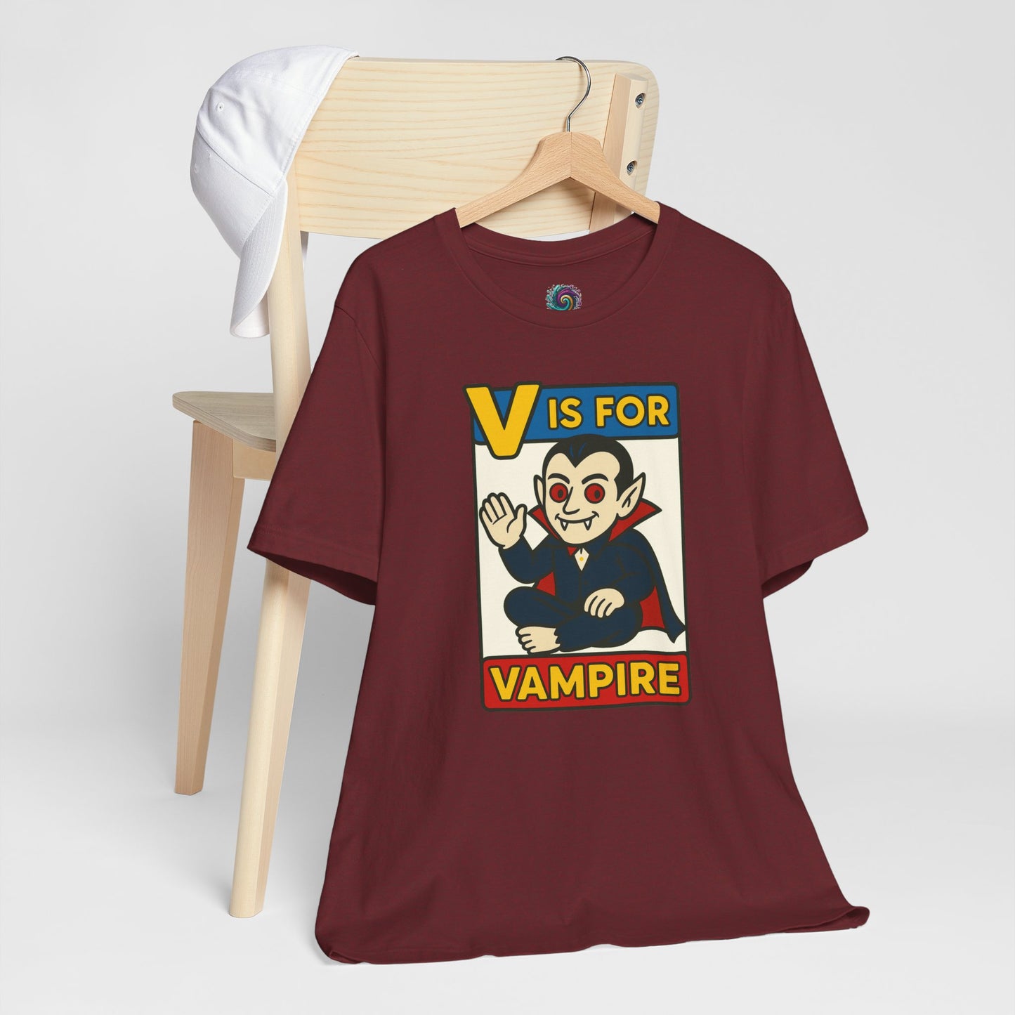 V is for Vampire T-Shirt – Funny Halloween Legend Alphabet Tee