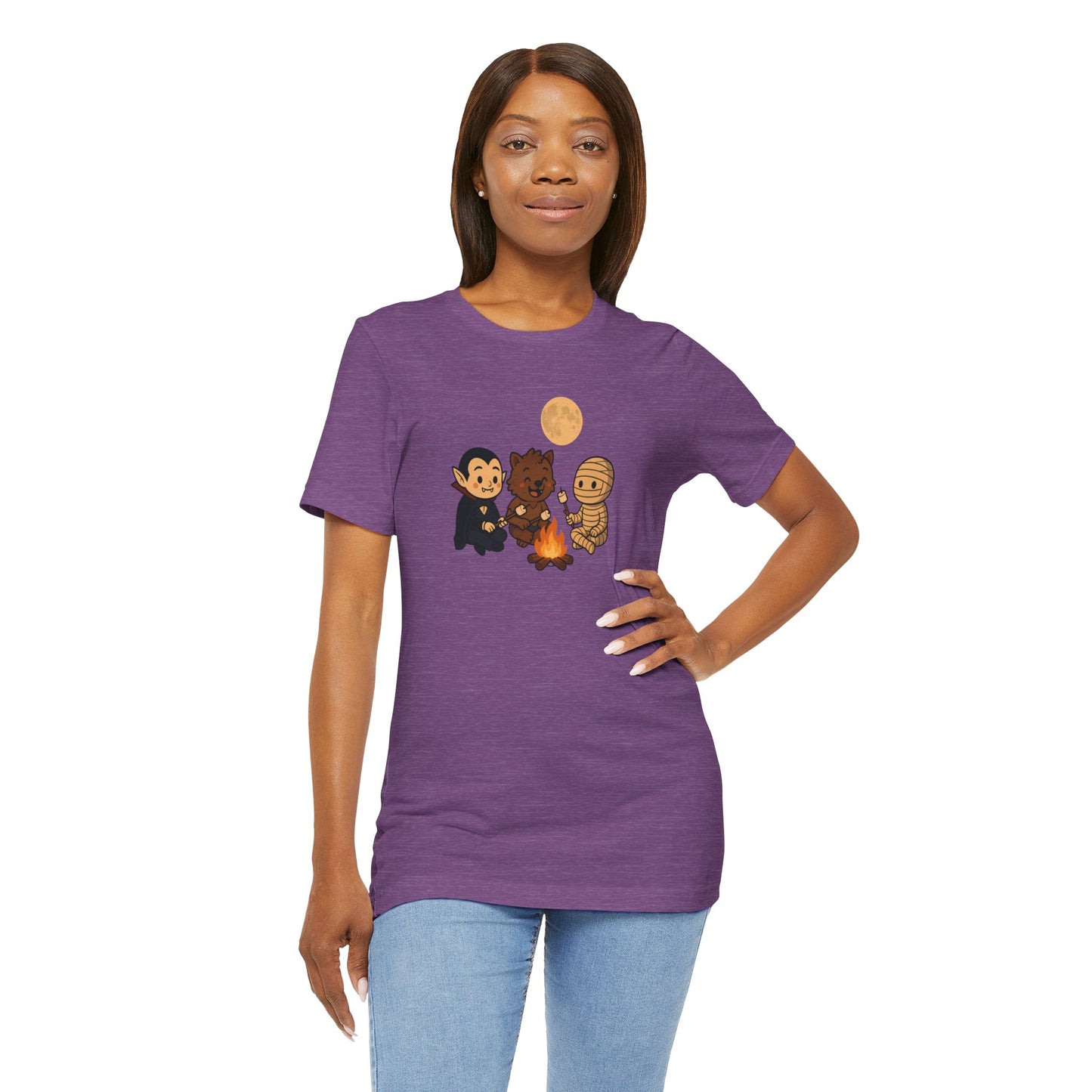 Halloween Monsters Campfire T-Shirt – Cute Monster Shirt with Roasting Marshmallows