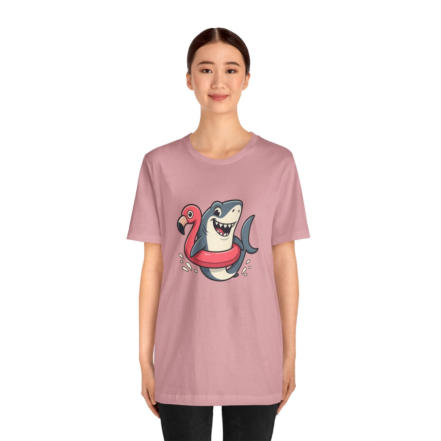 Shark & Flamingo Floatie T-Shirt – Funny Beach & Pool Day Tee