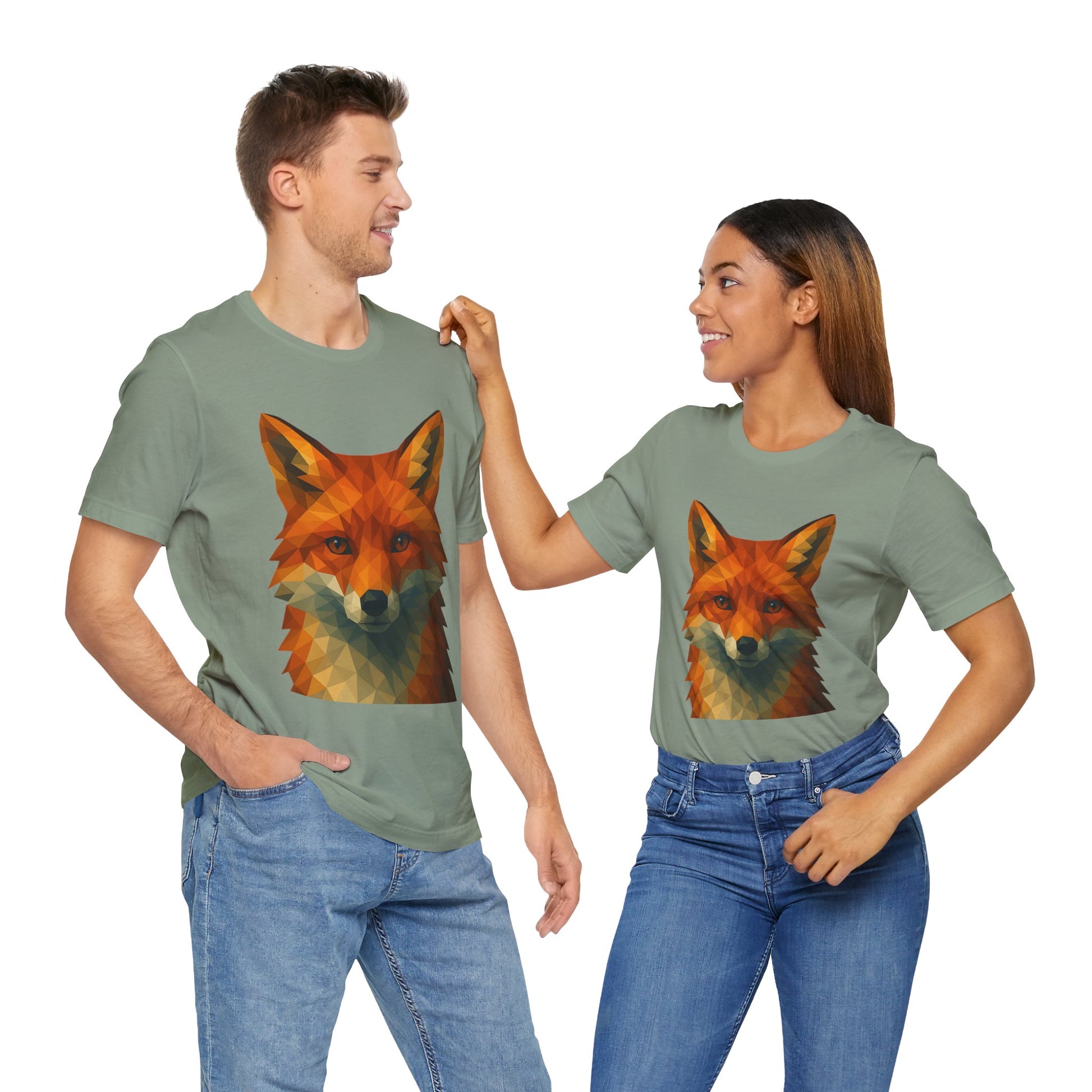 Geometric Fox T-Shirt – Polygon Animal Tee with Nature Vibes - WhimSpin - https://whimspin.com