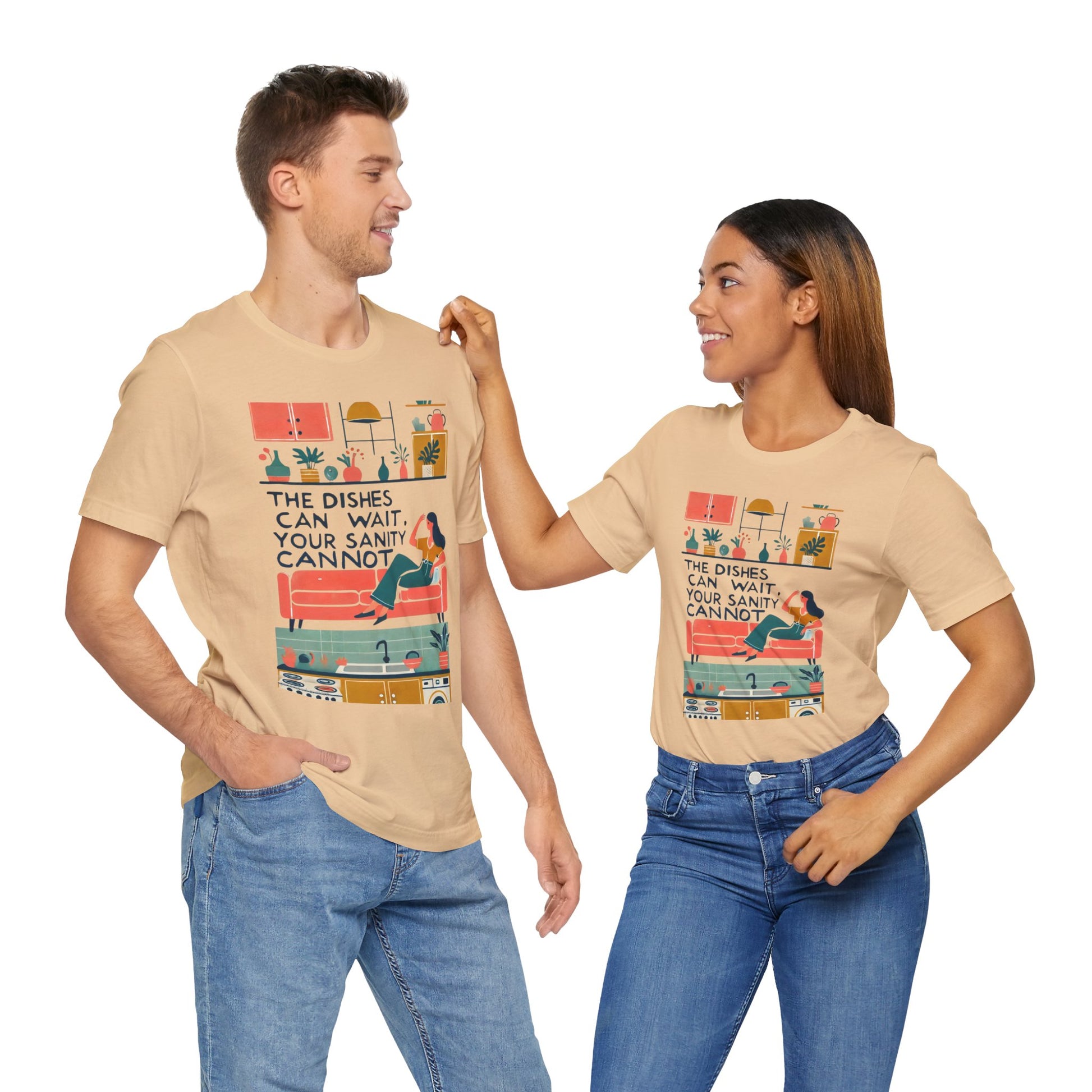 The Dishes Can Wait Graphic Tee – Funny Self-Care Comfort Shirt - WhimSpin - https://whimspin.com