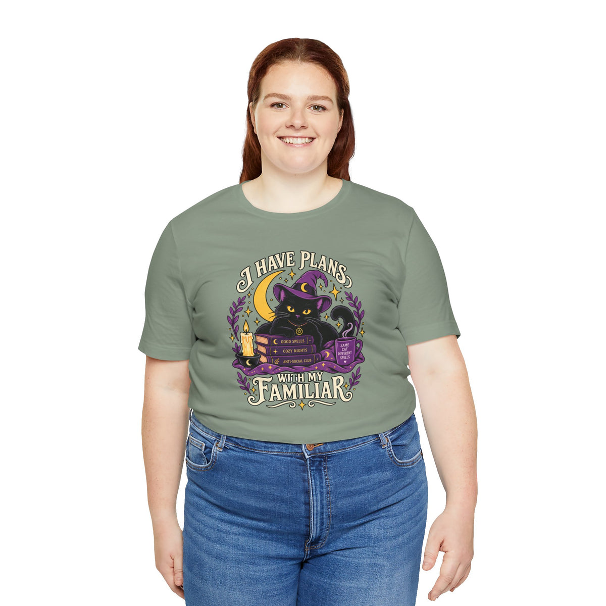 I Have Plans With My Familiar T-Shirt - Funny Witchy Introvert Cat Tee
