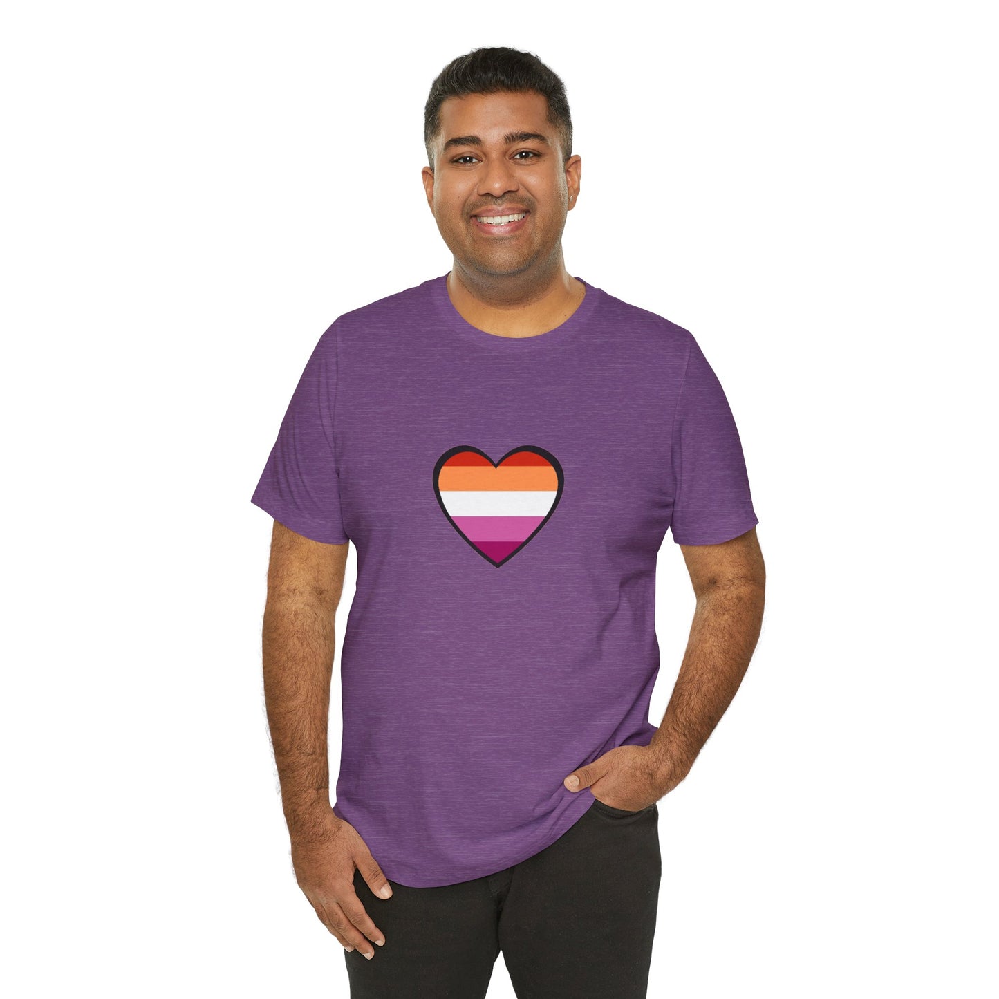 Lesbian Flag Heart T-Shirt – Bold LGBTQ+ Graphic Tee