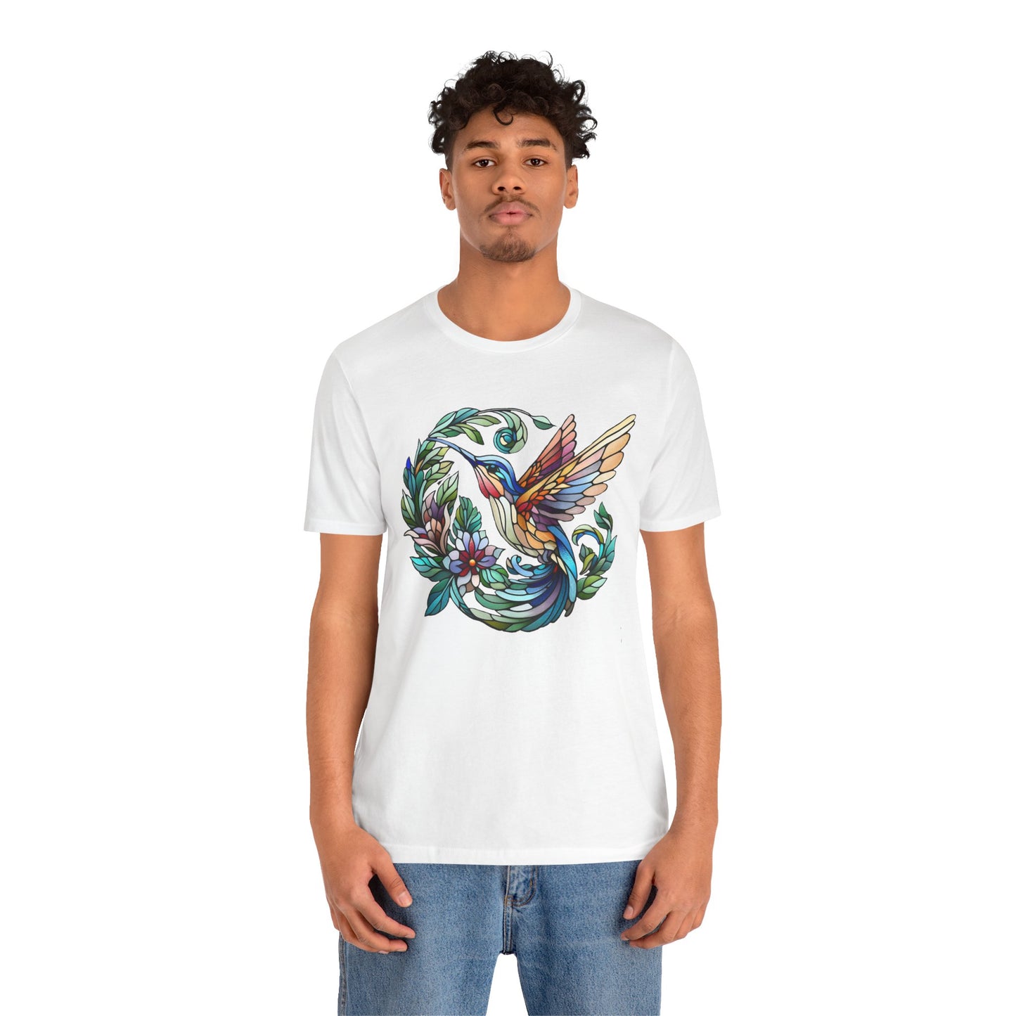 Stained Glass Hummingbird Tee – Vibrant Nature Shirt