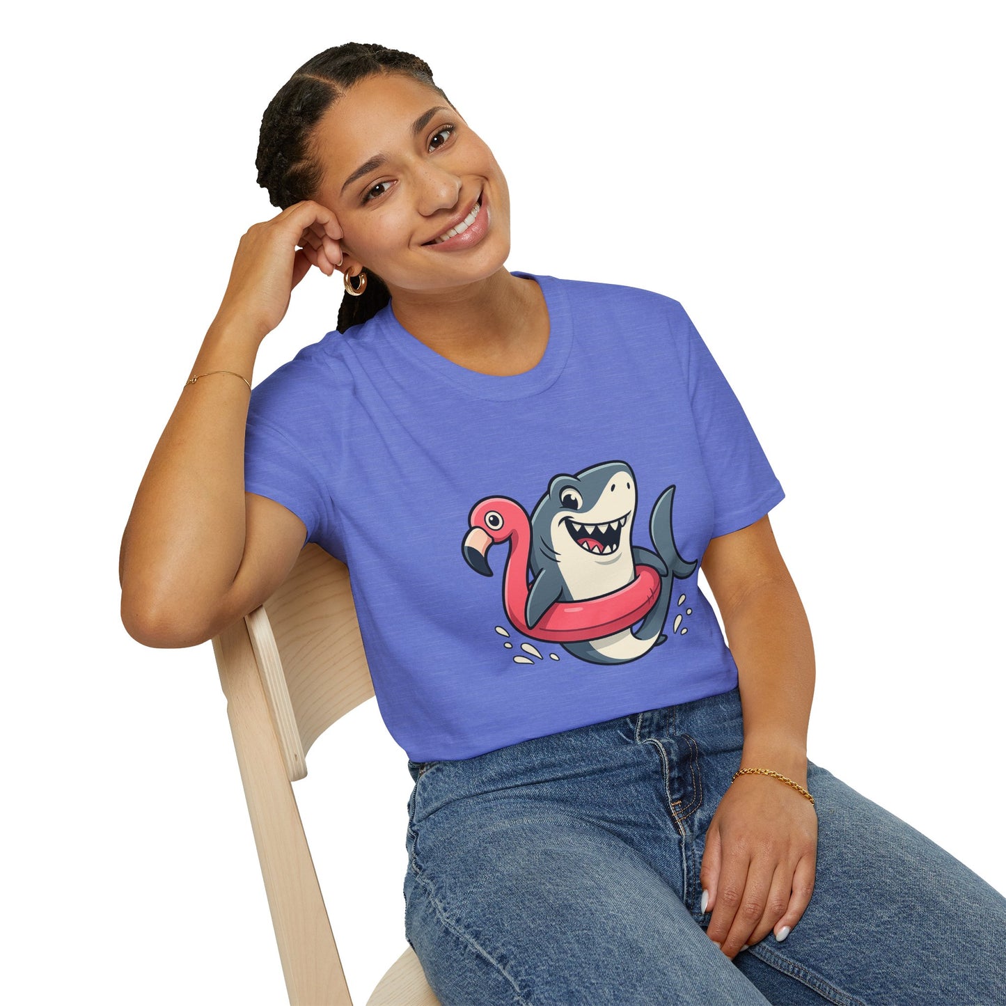 Shark & Flamingo Floatie T-Shirt – Funny Beach & Pool Day Tee