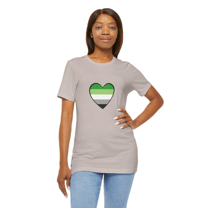 Aromantic Pride Heart T-Shirt – Minimalist Aro Flag LGBTQIA+ Tee