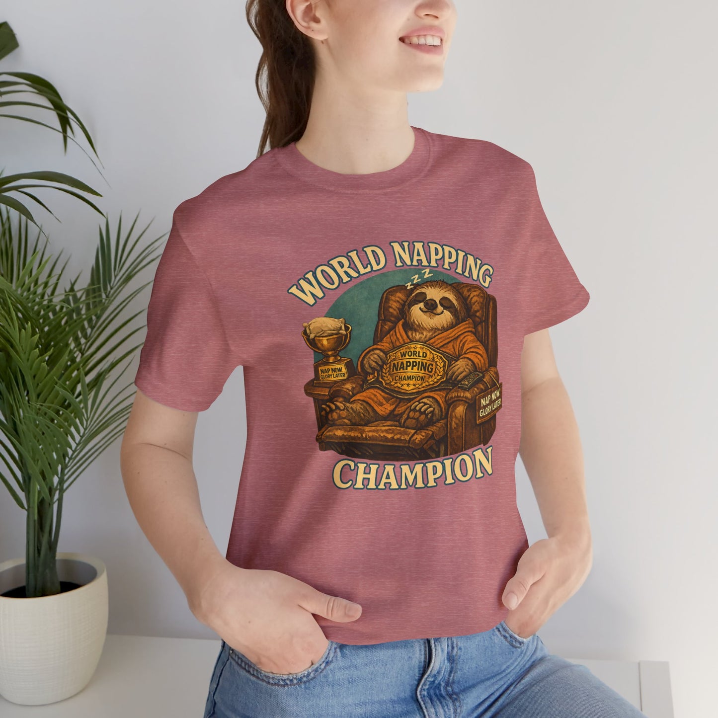 World Napping Champion T-Shirt – Funny Sloth Nap Tee