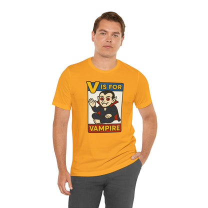 V is for Vampire T-Shirt – Funny Halloween Legend Alphabet Tee
