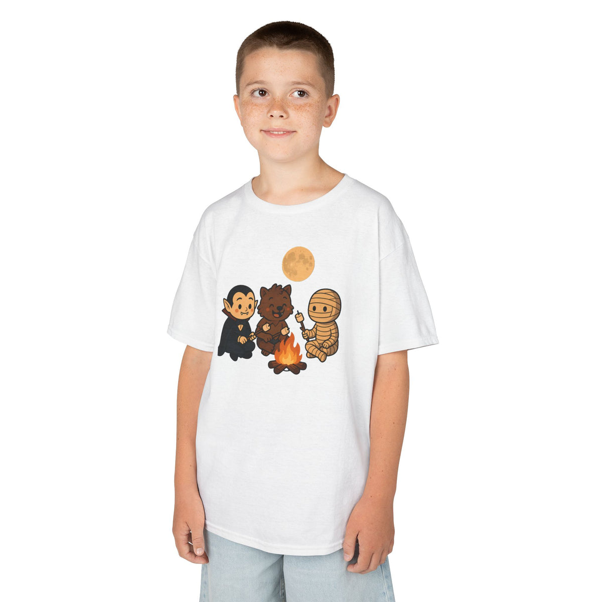 Kids Halloween Monsters Campfire T-Shirt – Cute Spooky Tee
