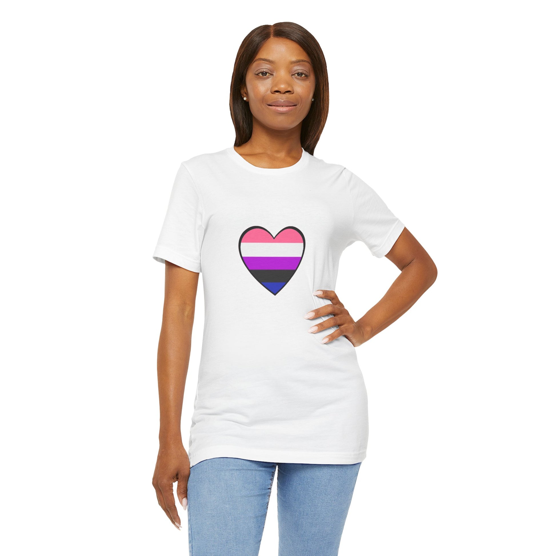 Genderfluid Pride Heart T-Shirt – Bold LGBTQIA+ Flag Tee - WhimSpin - https://whimspin.com