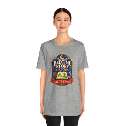 Bedtime Story Department T-Shirt – Read-Aloud Parent Tee