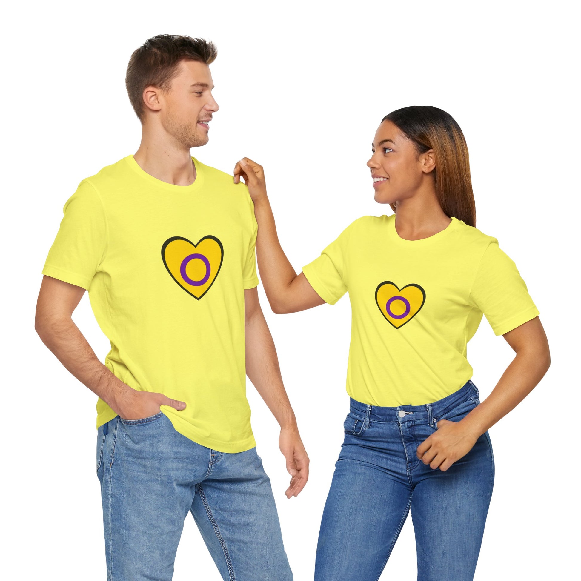 Intersex Pride Flag Heart T-Shirt – Minimalist LGBTQ+ Support Tee - WhimSpin - https://whimspin.com