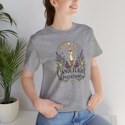 Candlelight and Intentions T-Shirt – Witchy Celestial Tee