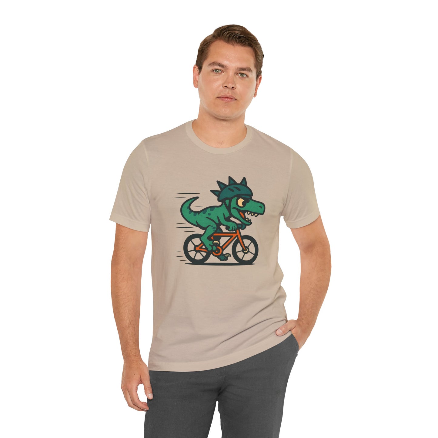 Velociraptor on a Bike T-Shirt – Funny Dino Velo Tee