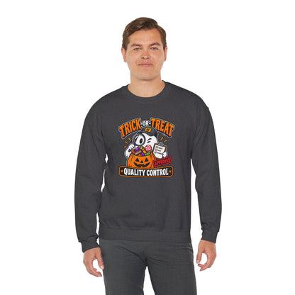 Trick-or-Treat Quality Control Sweatshirt – Funny Halloween Cozy Top