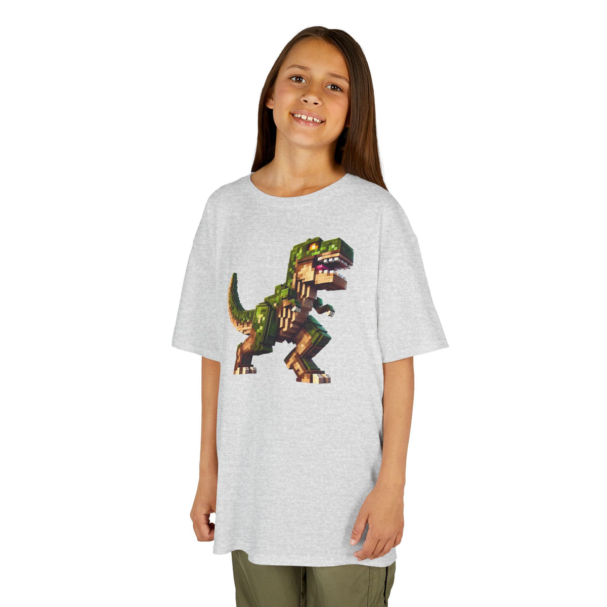 Pixel Dinosaur Kids T-Shirt – Retro Pixel T-Rex Gamer Tee
