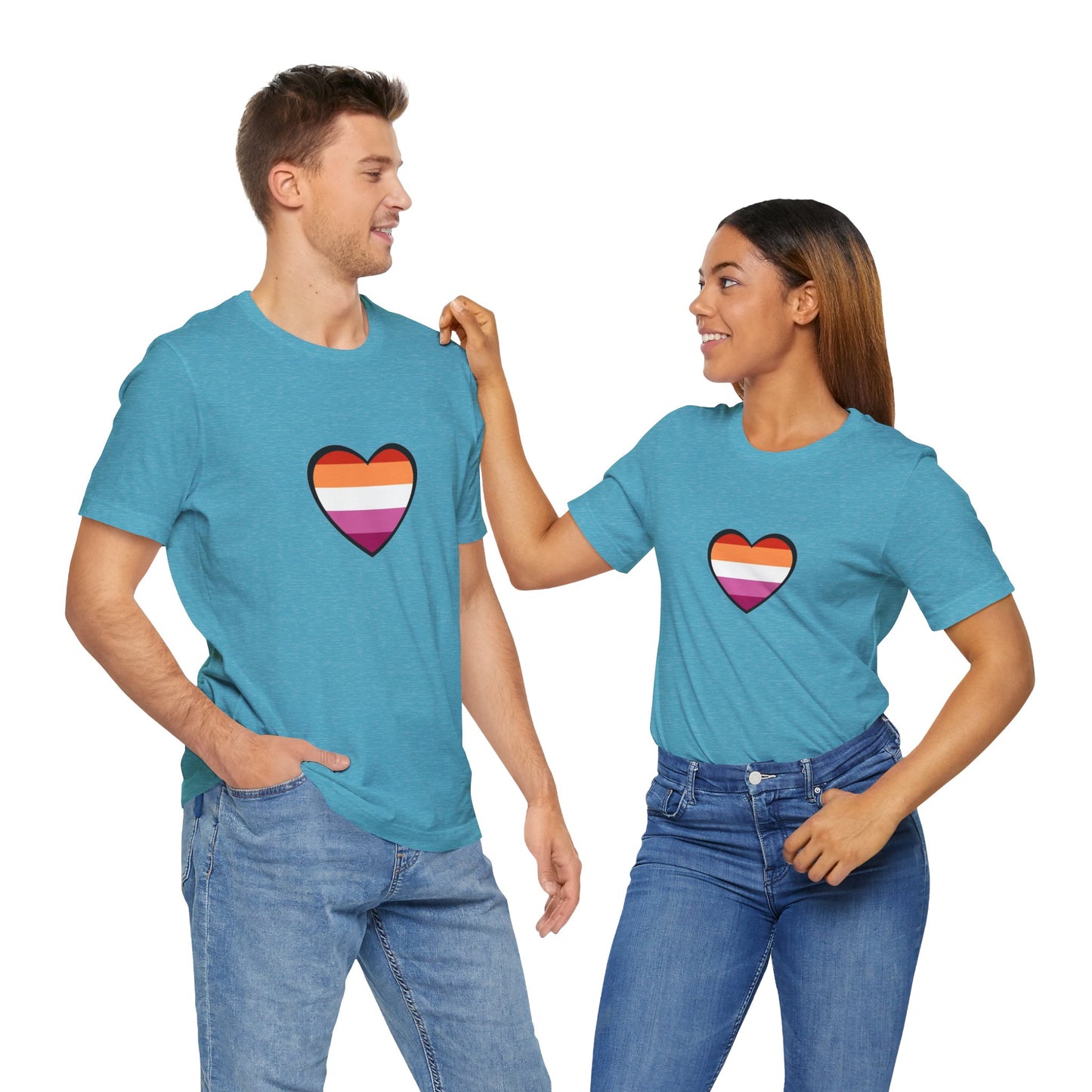 Lesbian Flag Heart T-Shirt – Bold LGBTQ+ Graphic Tee