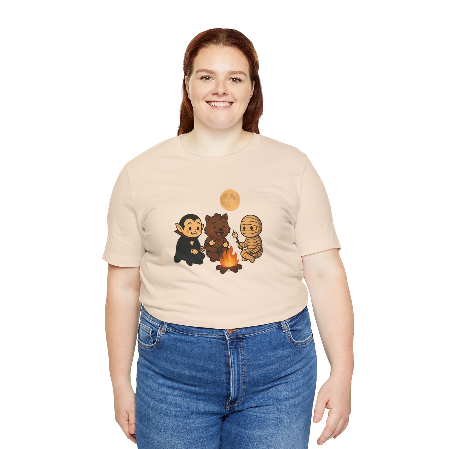 Halloween Monsters Campfire T-Shirt – Cute Monster Shirt with Roasting Marshmallows