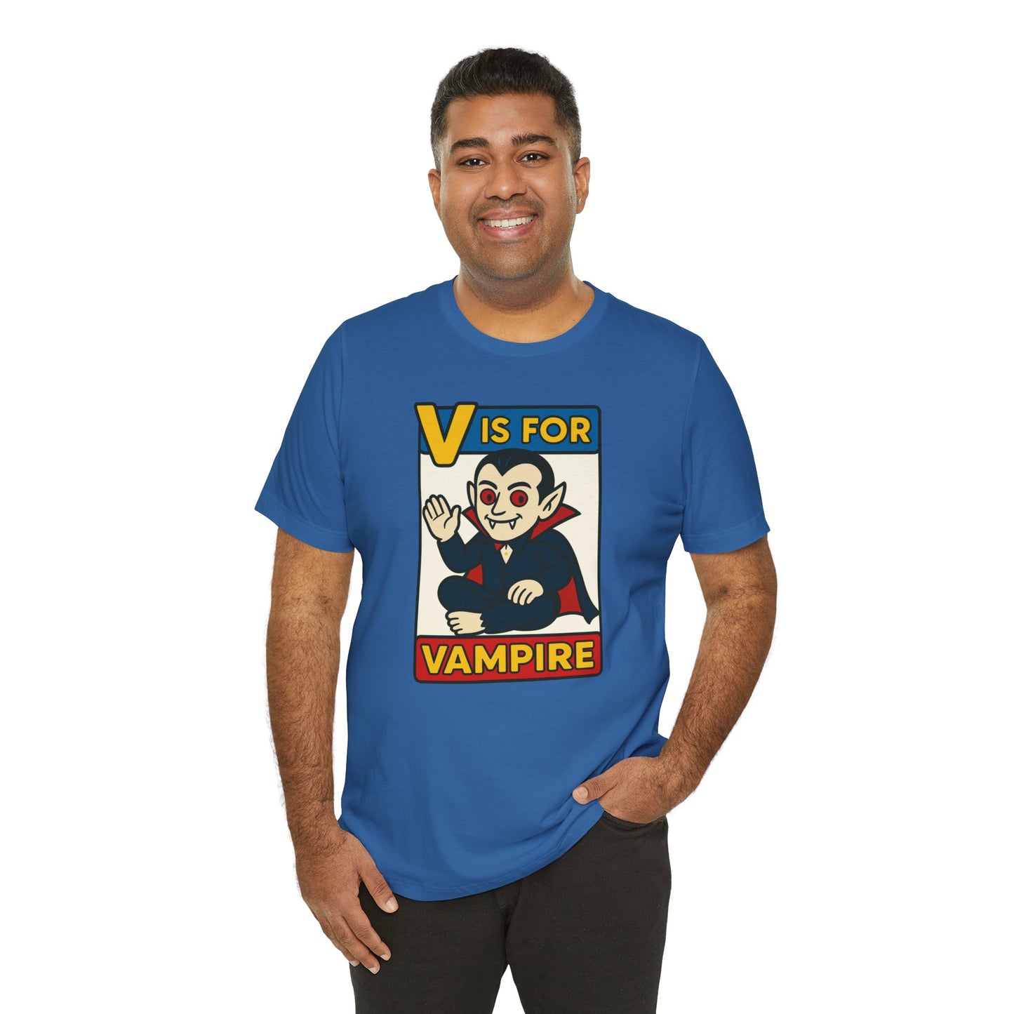 V is for Vampire T-Shirt – Funny Halloween Legend Alphabet Tee