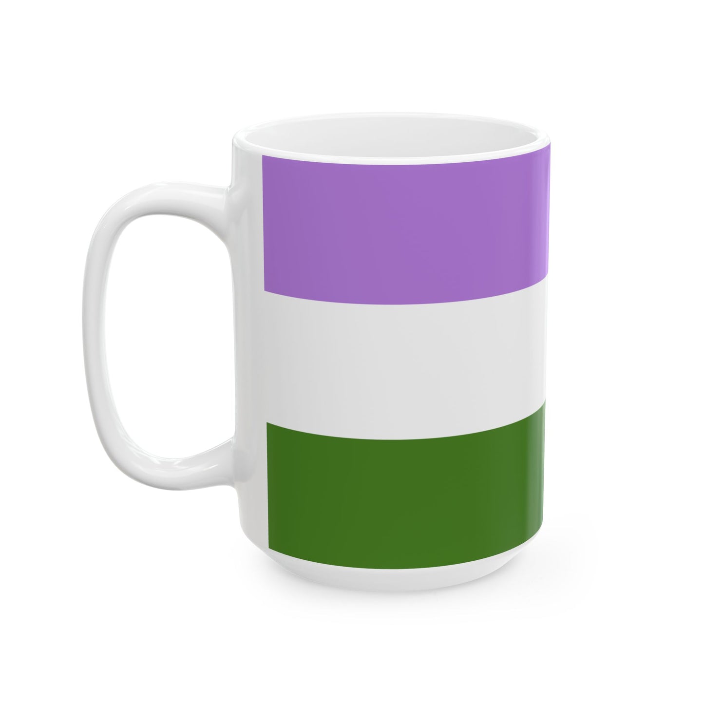 Genderqueer Pride Flag Cup – Lavender, White & Green LGBTQ+ Ceramic Mug