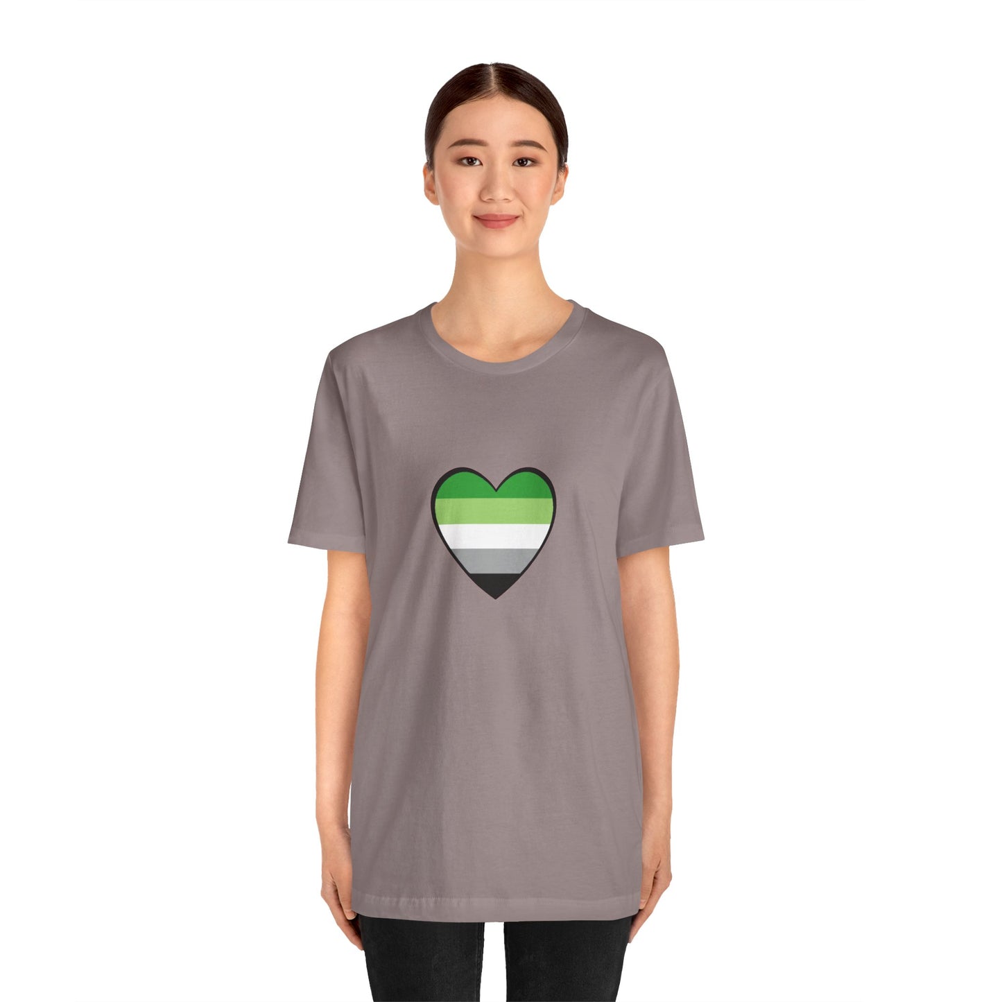 Aromantic Pride Heart T-Shirt – Minimalist Aro Flag LGBTQIA+ Tee