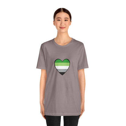 Aromantic Pride Heart T-Shirt – Minimalist Aro Flag LGBTQIA+ Tee