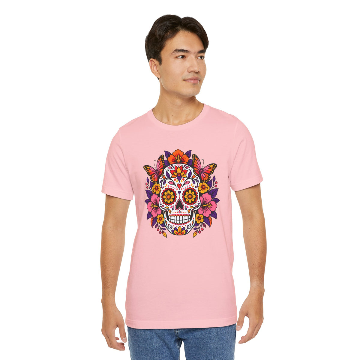 Floral Sugar Skull T-Shirt – Colorful Día de los Muertos Inspired Tee
