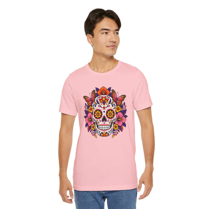 Floral Sugar Skull T-Shirt – Colorful Día de los Muertos Inspired Tee