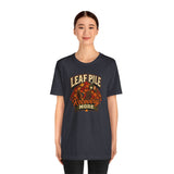 Charcoal heather crew-neck t-shirt with autumn leaf “Recovery Mode” graphic