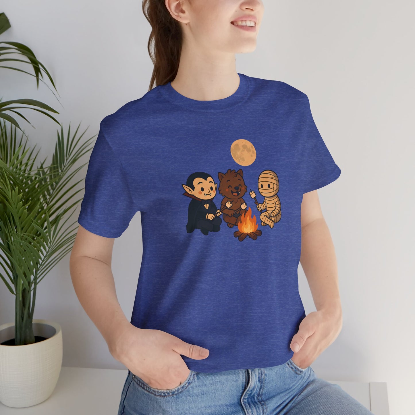 Halloween Monsters Campfire T-Shirt – Cute Monster Shirt with Roasting Marshmallows