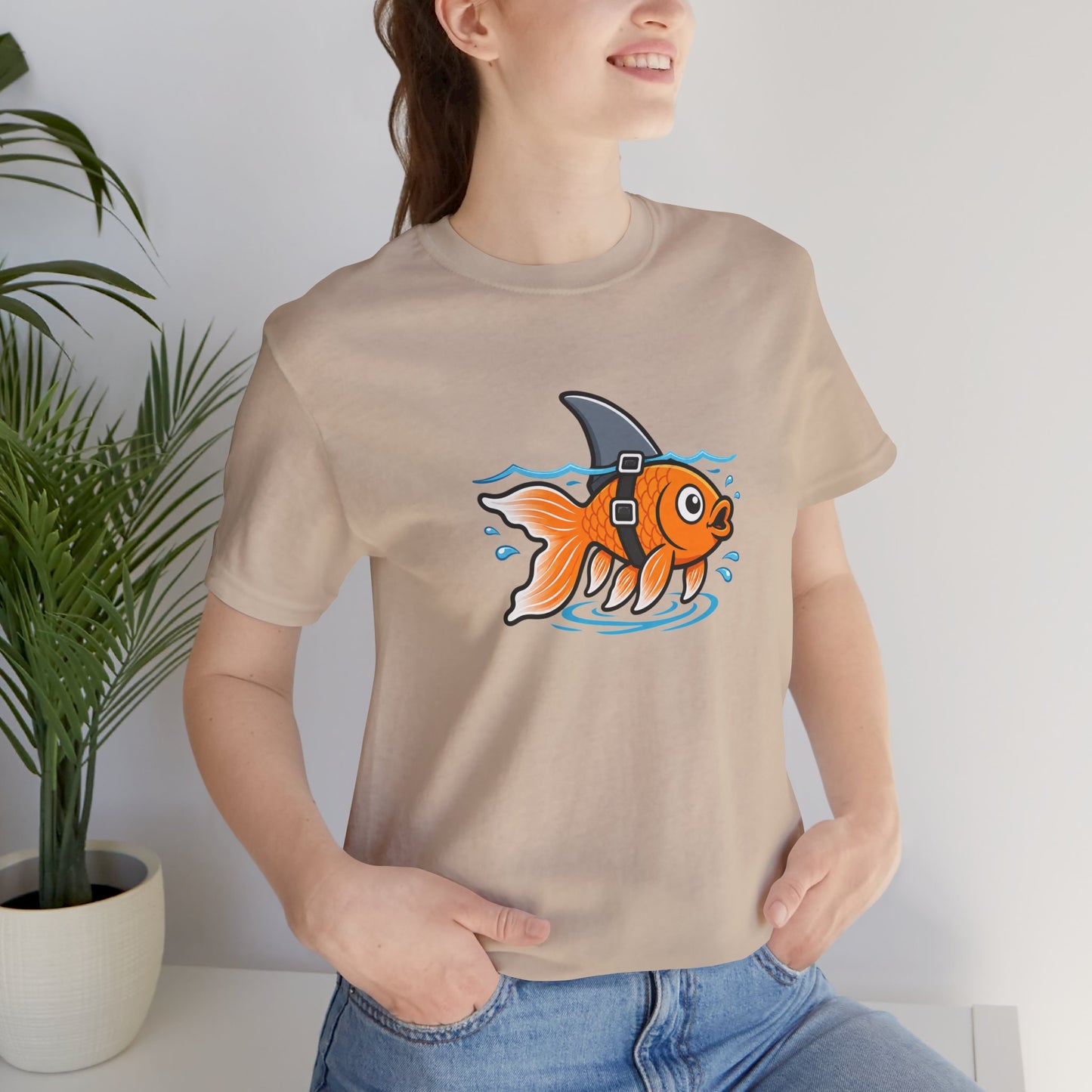 Goldfish Shark T-Shirt – Funny Fish Swimming  Graphic Tee