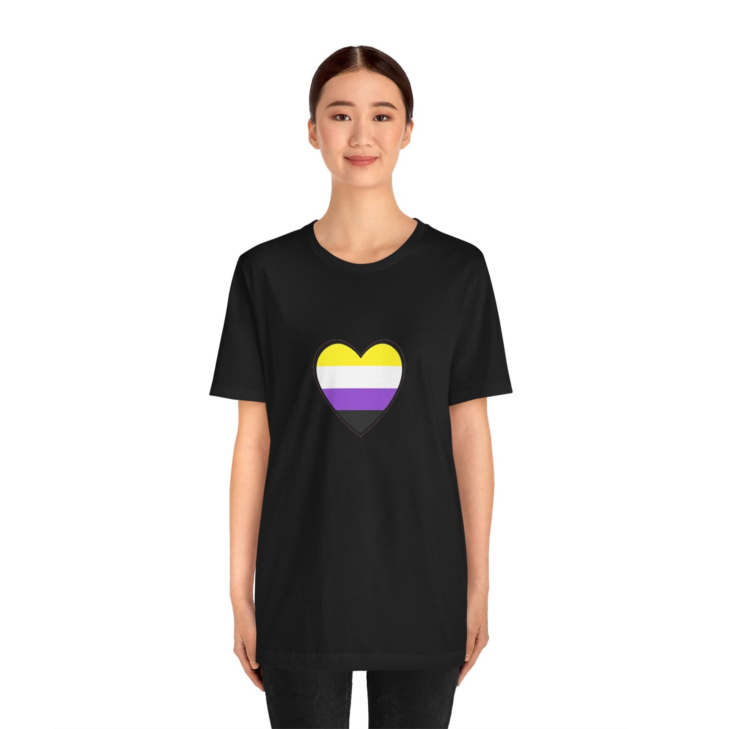 Nonbinary Pride Flag Heart T-Shirt – Unisex LGBTQ+ Graphic Tee