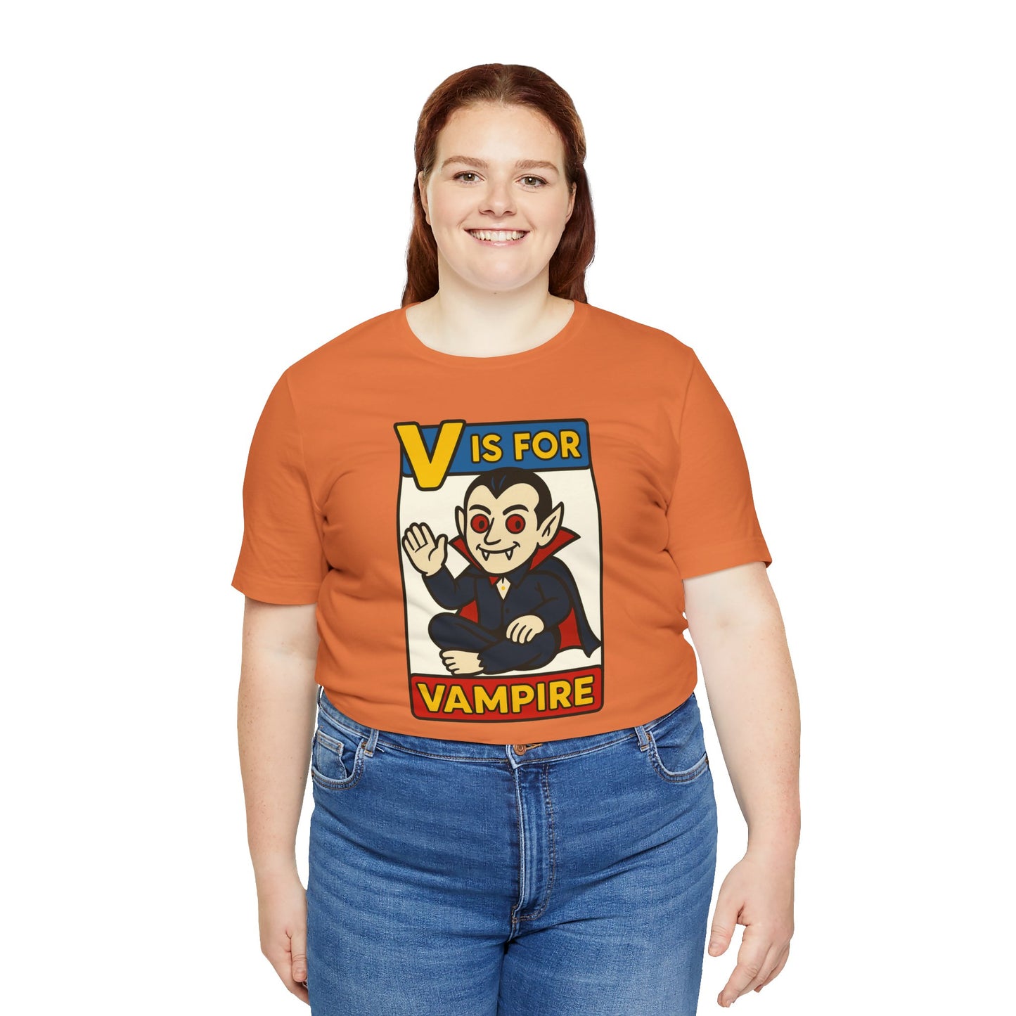 V is for Vampire T-Shirt – Funny Halloween Legend Alphabet Tee