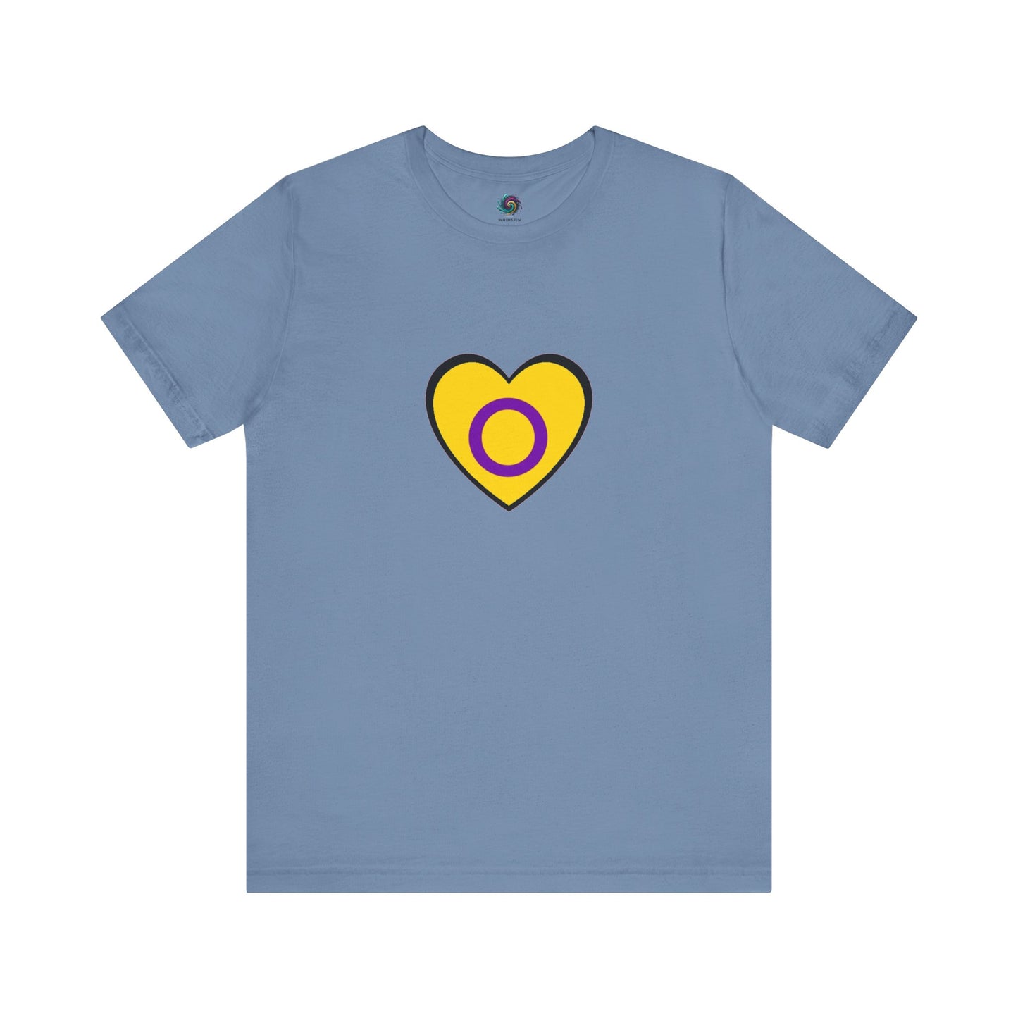 Intersex Pride Flag Heart T-Shirt – Minimalist LGBTQ+ Support Tee - WhimSpin - https://whimspin.com