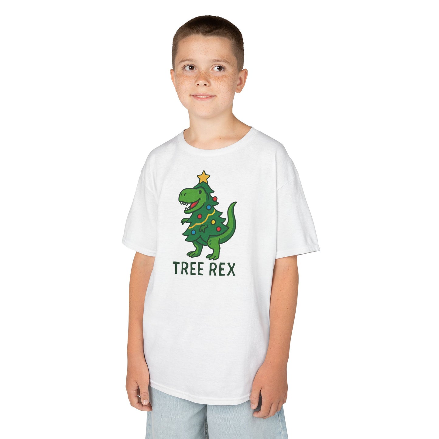 Tree Rex Kids’ Christmas T-Shirt – Cute Dino Holiday Tee