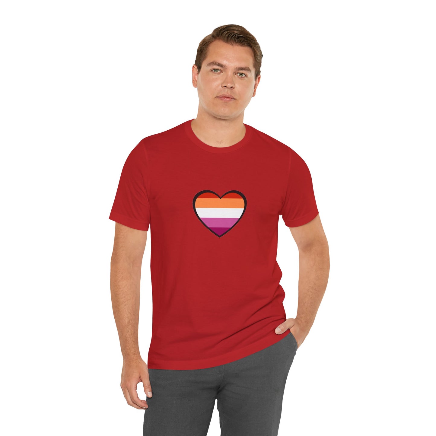 Lesbian Flag Heart T-Shirt – Bold LGBTQ+ Graphic Tee