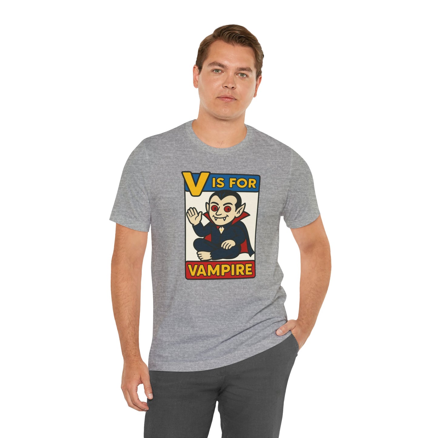V is for Vampire T-Shirt – Funny Halloween Legend Alphabet Tee