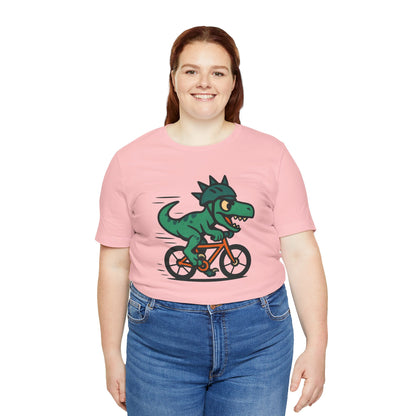 Velociraptor on a Bike T-Shirt – Funny Dino Velo Tee