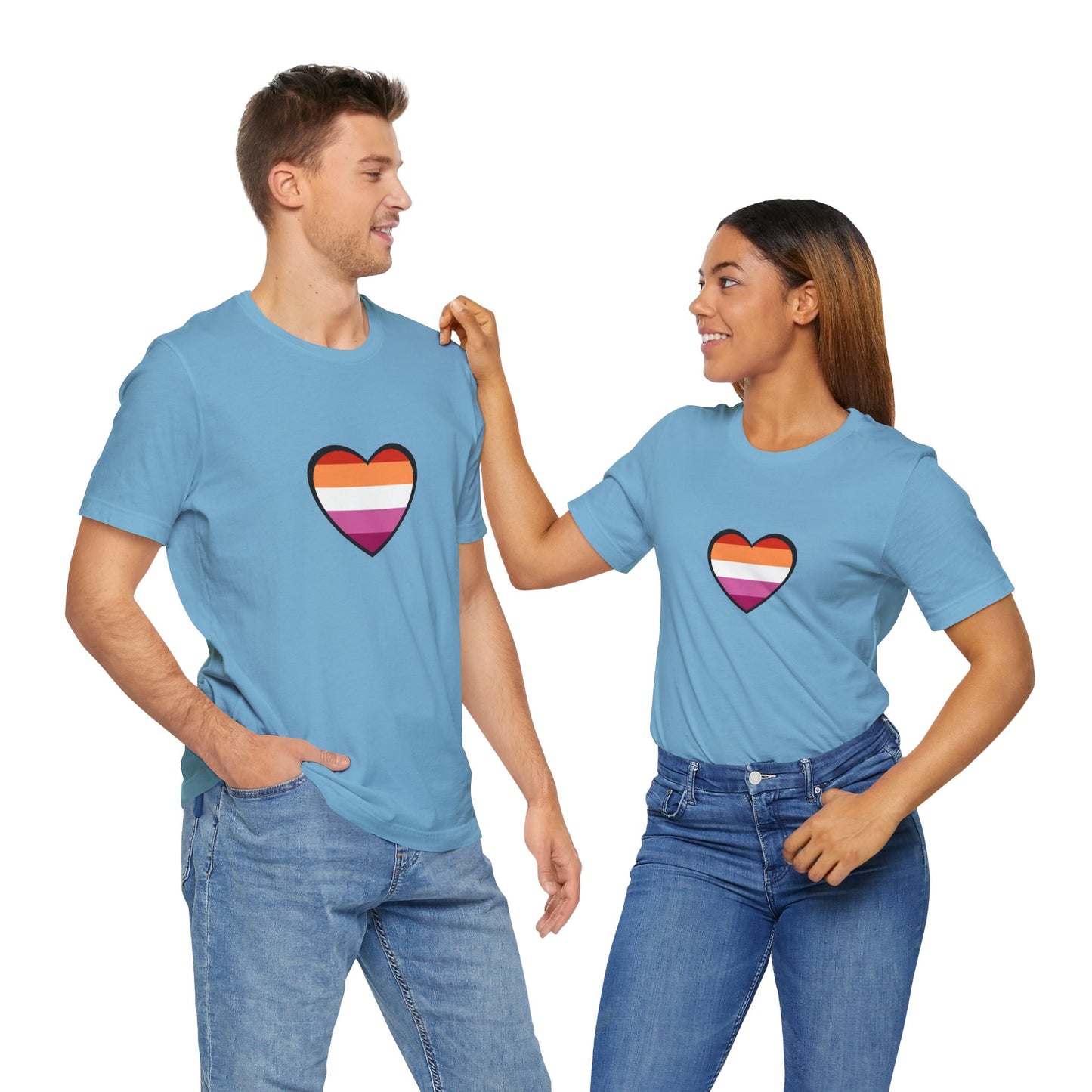 Lesbian Flag Heart T-Shirt – Bold LGBTQ+ Graphic Tee