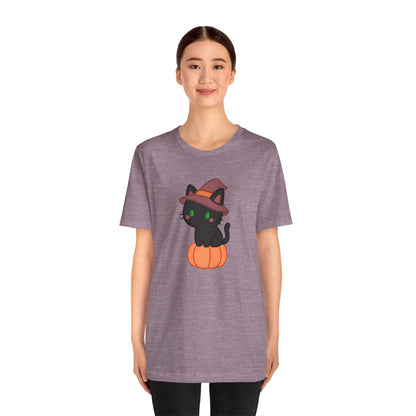 Halloween Cat Shirt – Cute Cat on a Pumpkin Graphic Tee